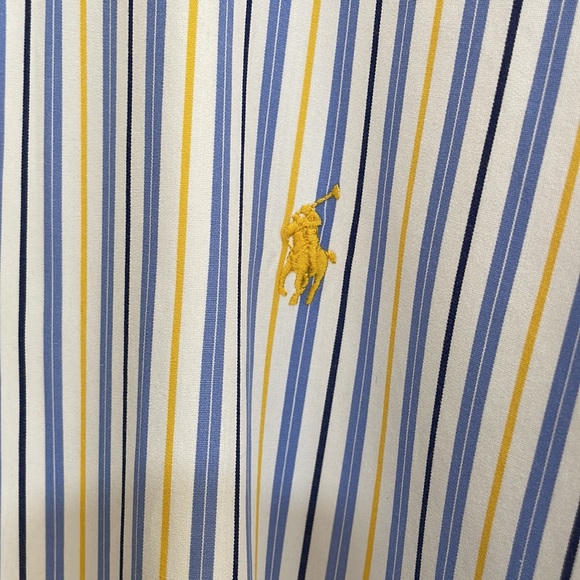 Polo by Ralph Lauren navy blue and white stripe with yellow stripe accent XL - Picture 3 of 4